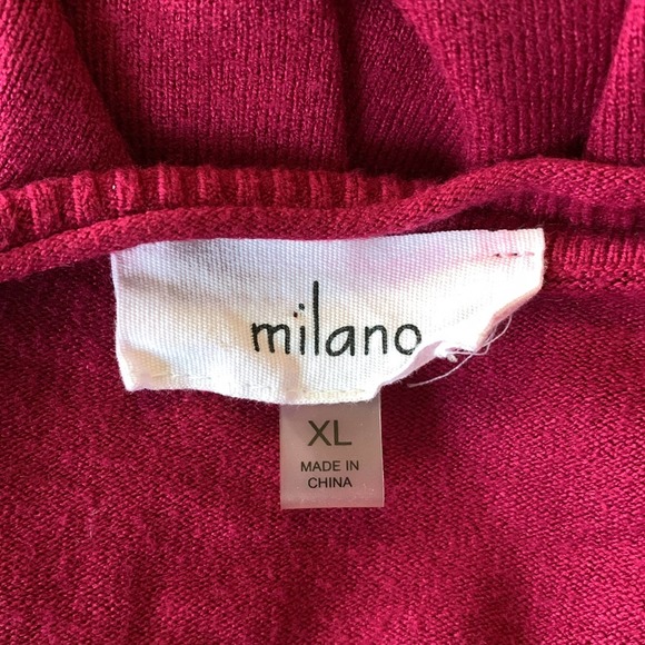 Milano Womens XL Twofer Blouse Double Layered Stretch Pink and White Long Sleeve - Picture 9 of 10